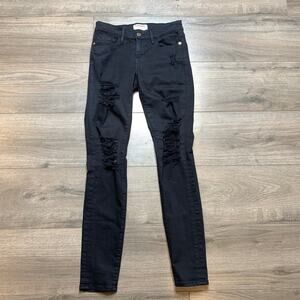 Frame Denim Le Skinny de Jeanne Low Rise Black Jeans Women's Size 24